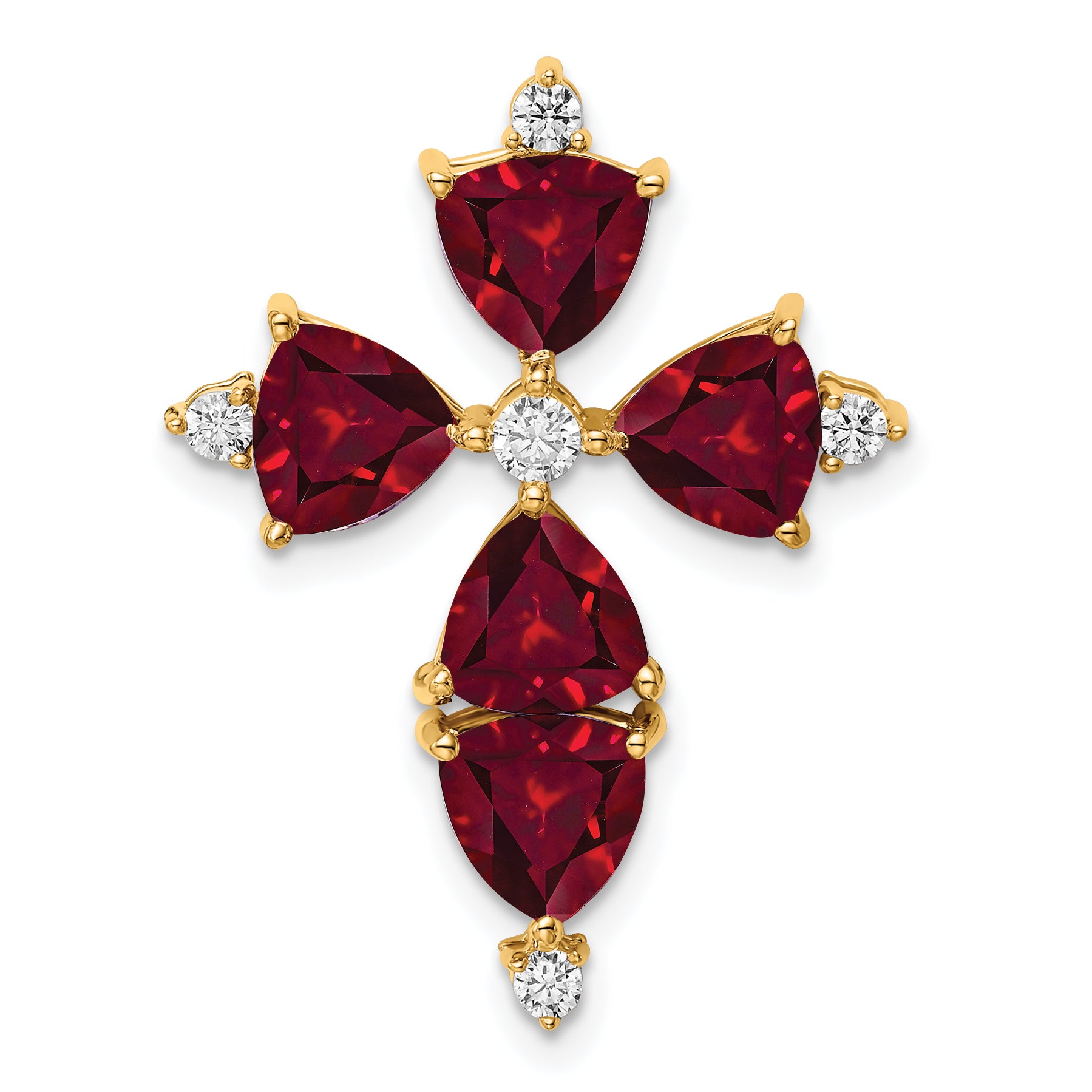 14K Lab Grown Diamond & Created Ruby Pendant