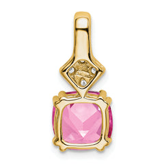 14K Lab Grown Diamond & Created Pink Sapphire Pendant