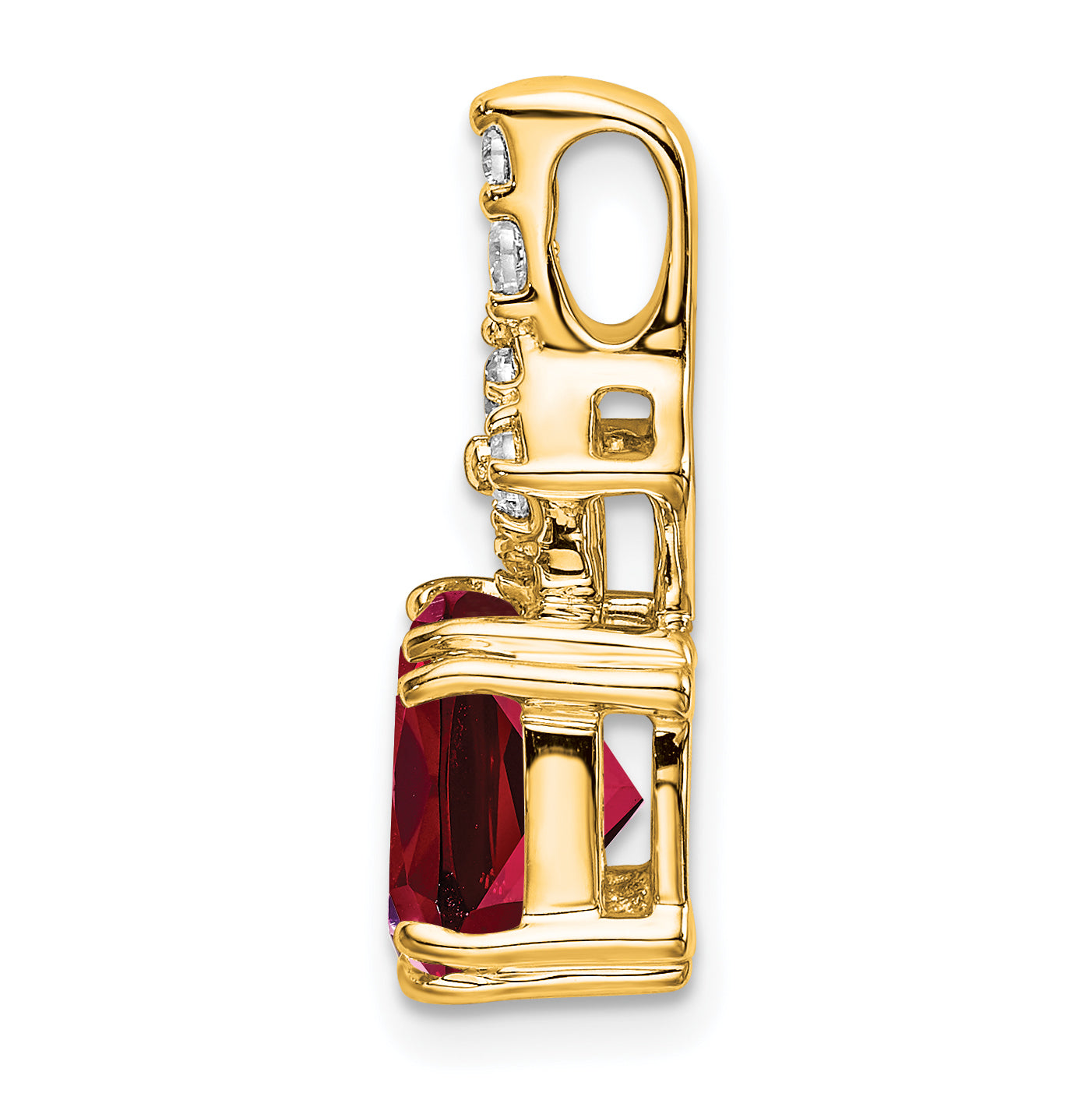 14K Lab Grown Diamond & Created Ruby Pendant