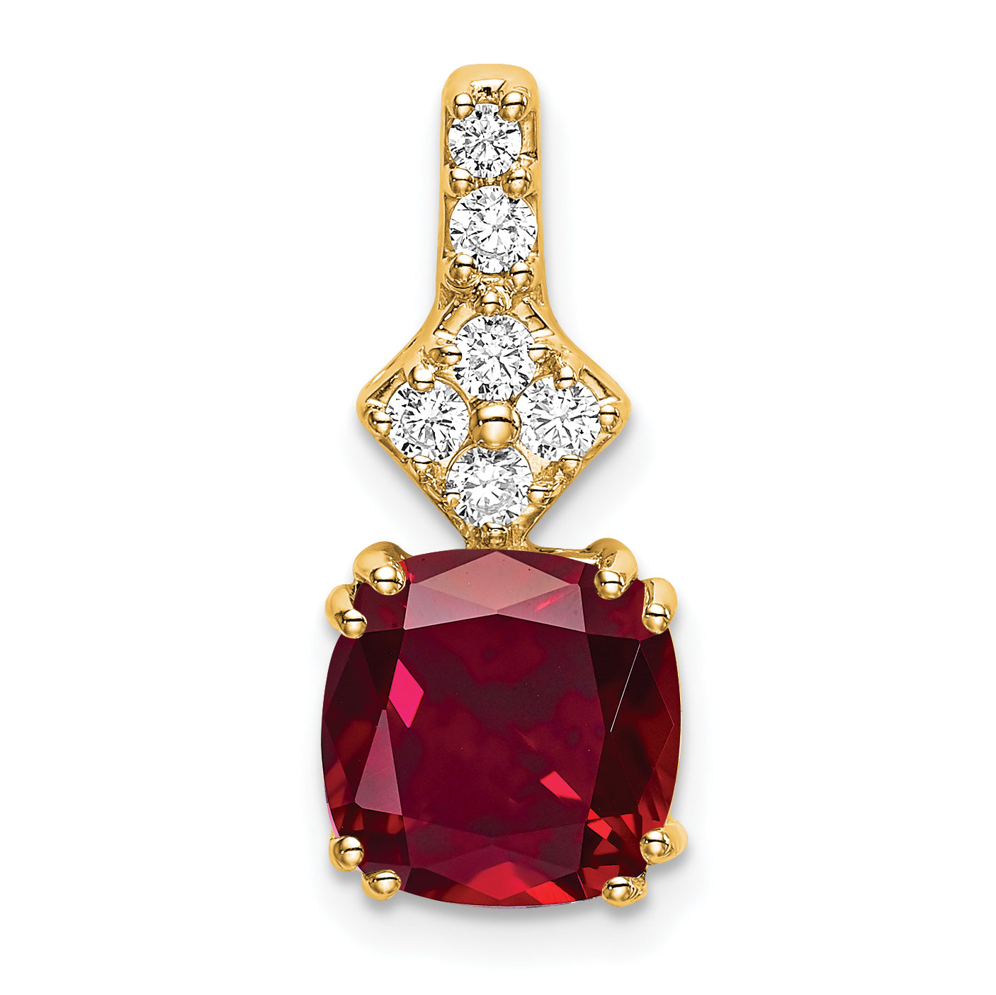 14K Lab Grown Diamond & Created Ruby Pendant