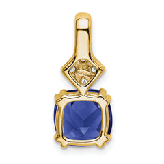 14K Lab Grown Diamond & Created Blue Sapphire Pendant
