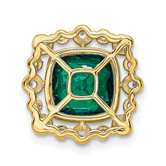 14K Lab Grown Diamond SI1/SI2, G H, & Cr Emerald Square Pendant