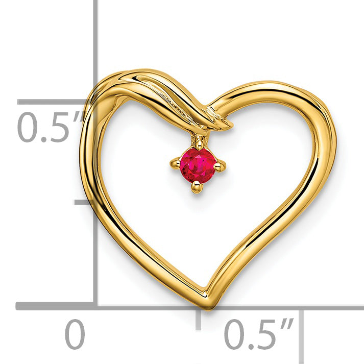 14k Polished Ruby Heart Chain Slide