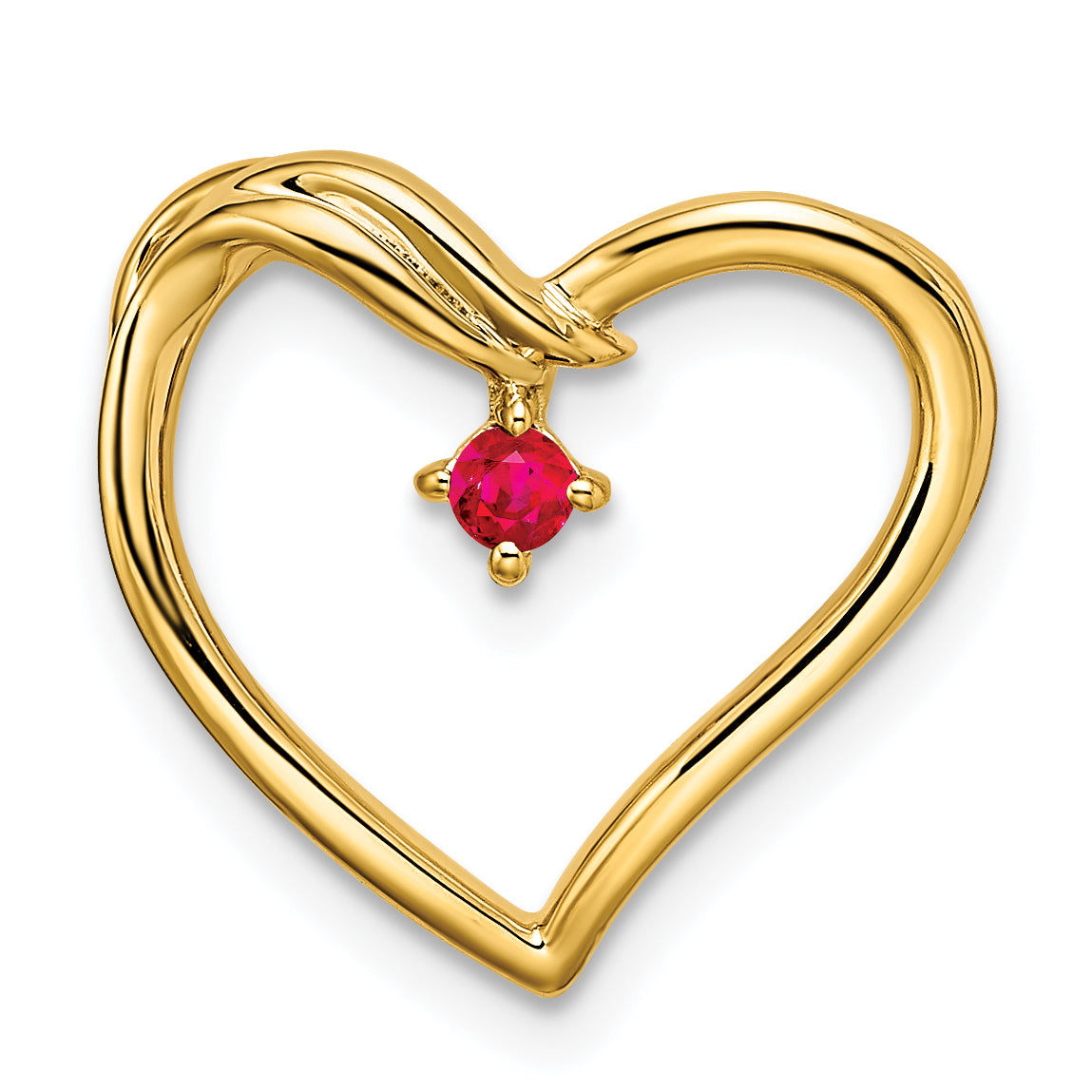 14k Polished Ruby Heart Chain Slide