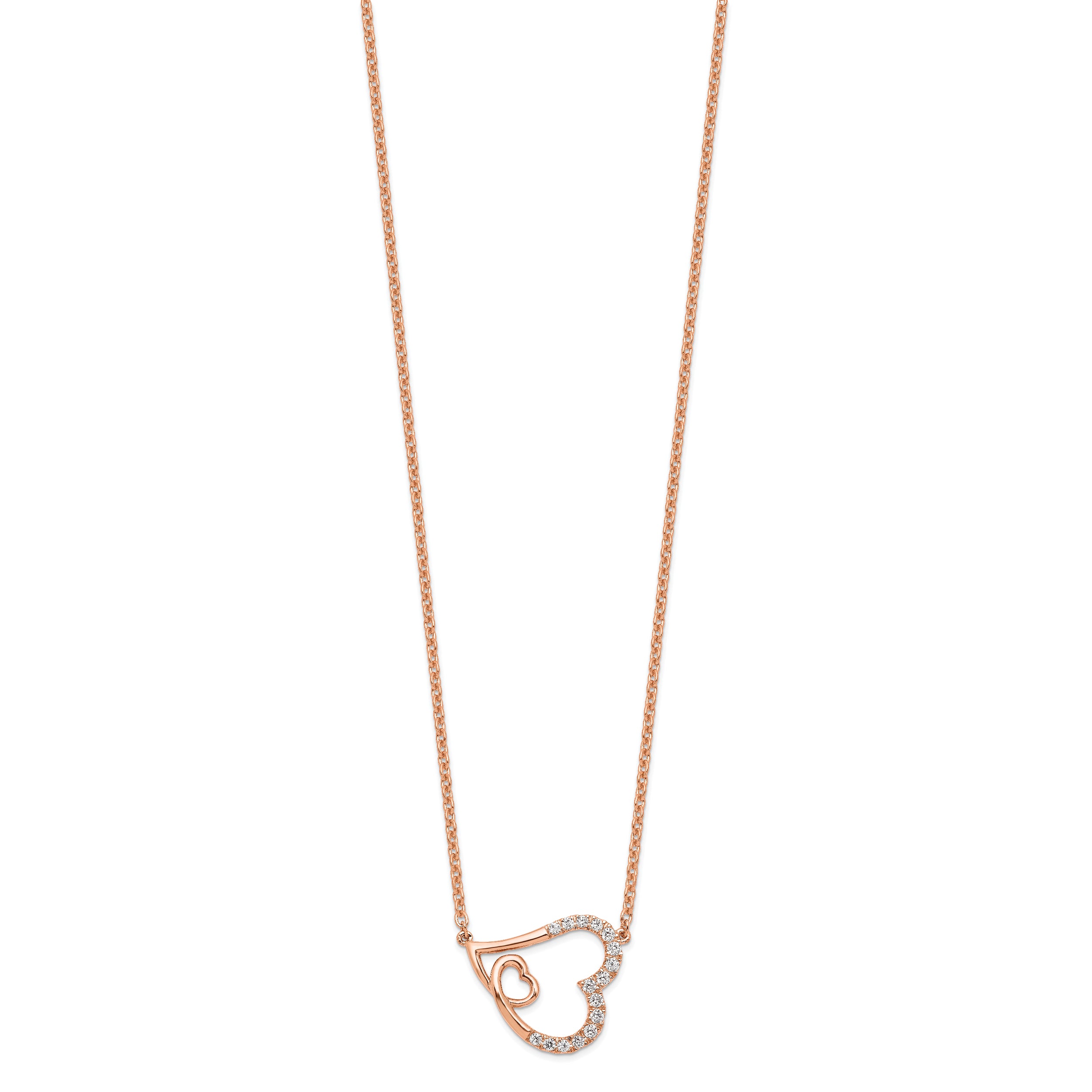 14K Rose Gold Lab Grown Diamond VS/SI GH, Intertwined Hearts Necklac