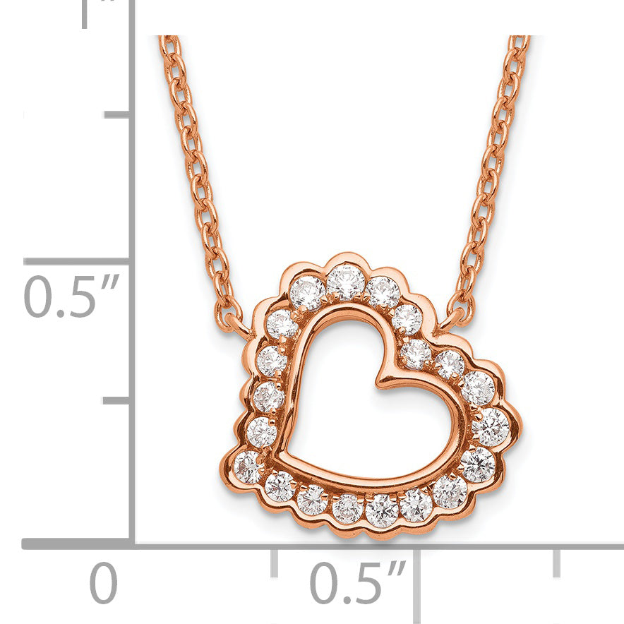 14K Rose Gold Lab Grown Diamond VS/SI GH, Heart Necklace
