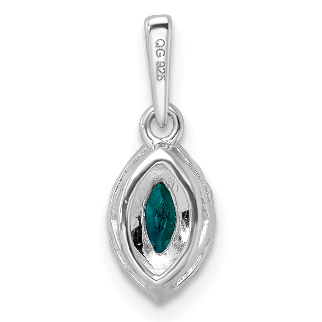 14K White Gold Lab Grown Diamond and Created Alexandrite Pendant