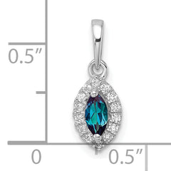 14K White Gold Lab Grown Diamond and Created Alexandrite Pendant