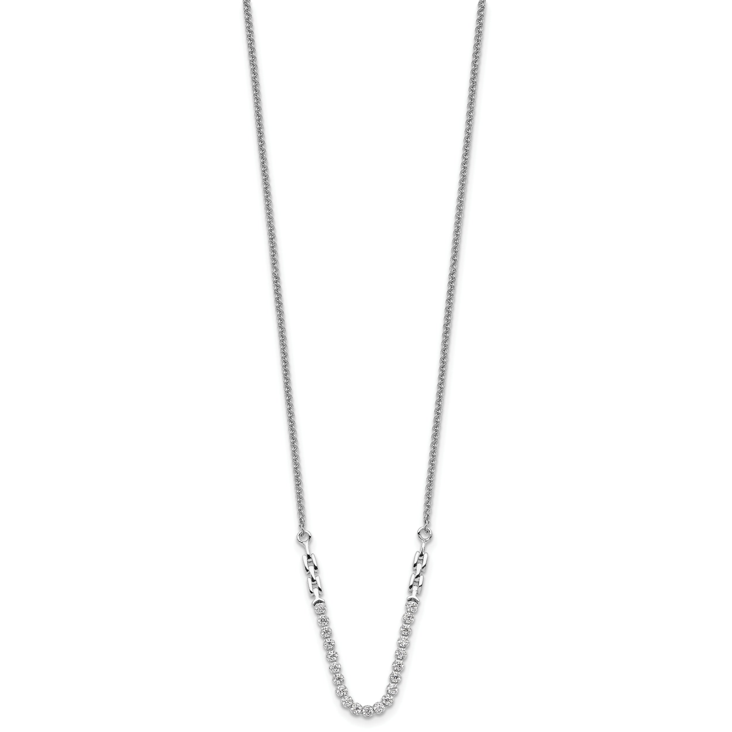 14K White Gold Lab Grown Diamond Tennis Style Bolo Adjustable Necklace
