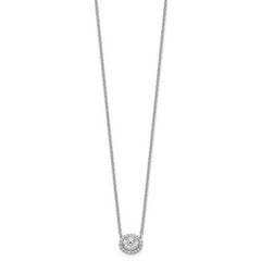 14K White Gold Lab Grown Diamond Halo Complete Oval 18 Inch Necklace