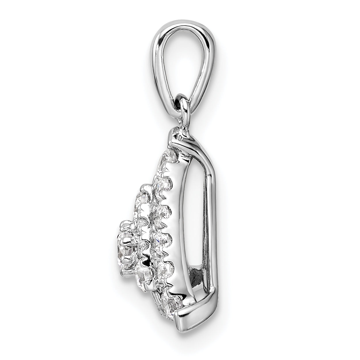 14K White Gold Lab Grown Diamond Triangle Cluster Pendant