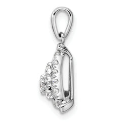 14K White Gold Lab Grown Diamond Triangle Cluster Pendant