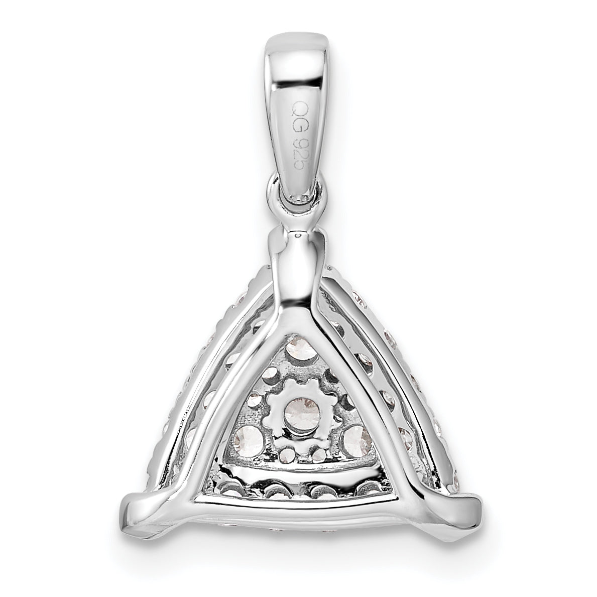 14K White Gold Lab Grown Diamond Triangle Cluster Pendant