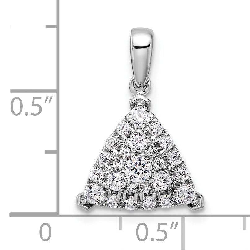 14K White Gold Lab Grown Diamond Triangle Cluster Pendant