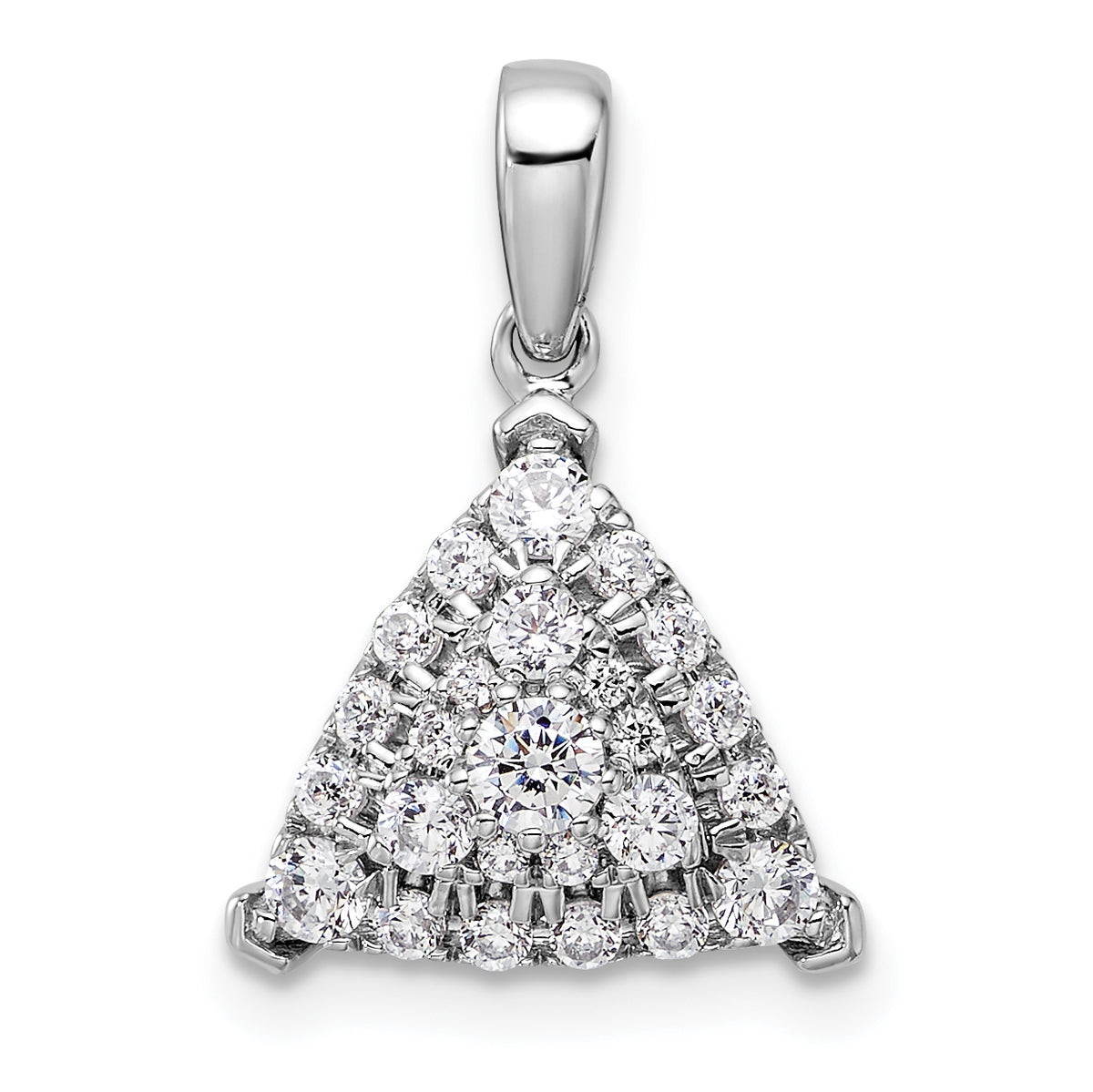 14K White Gold Lab Grown Diamond Triangle Cluster Pendant