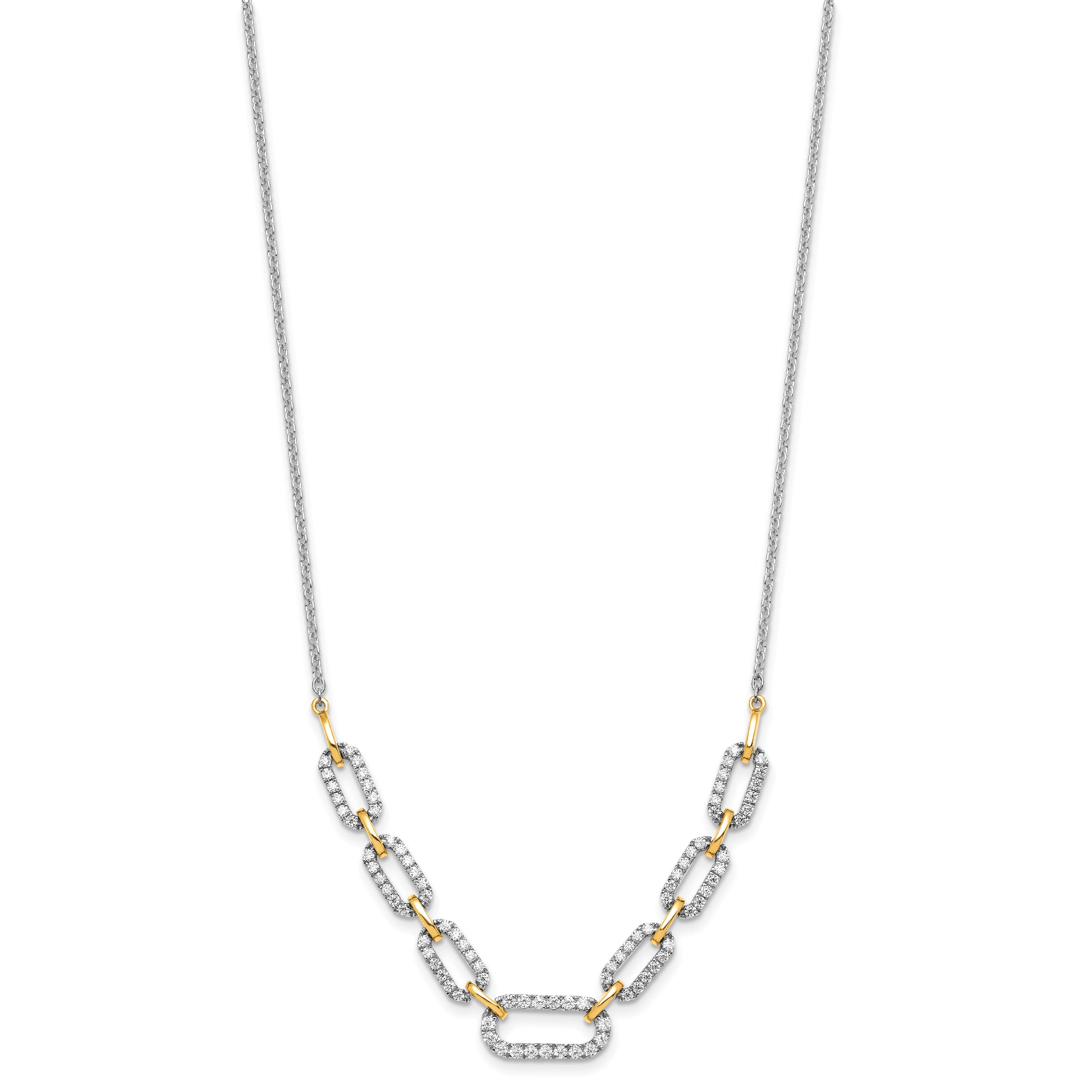 14K Two-Tone Lab Grown Diamond Fancy Link Necklace