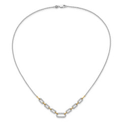 14K Two-Tone Lab Grown Diamond Fancy Link Necklace