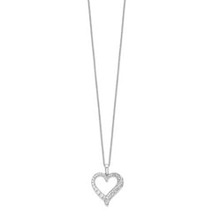14K White Lab Grown Diamond Heart Pendant Necklace