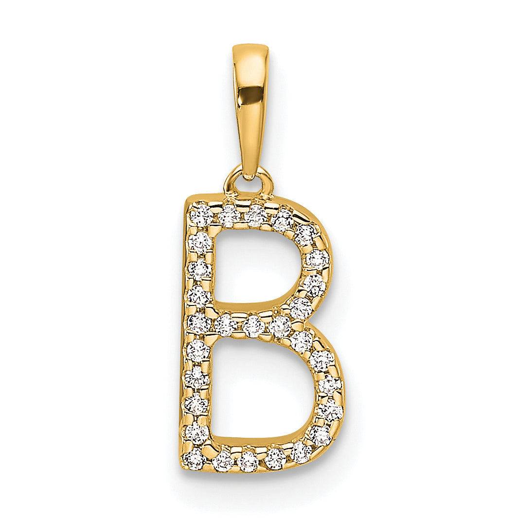 10K Diamond Letter B Initial Pendant