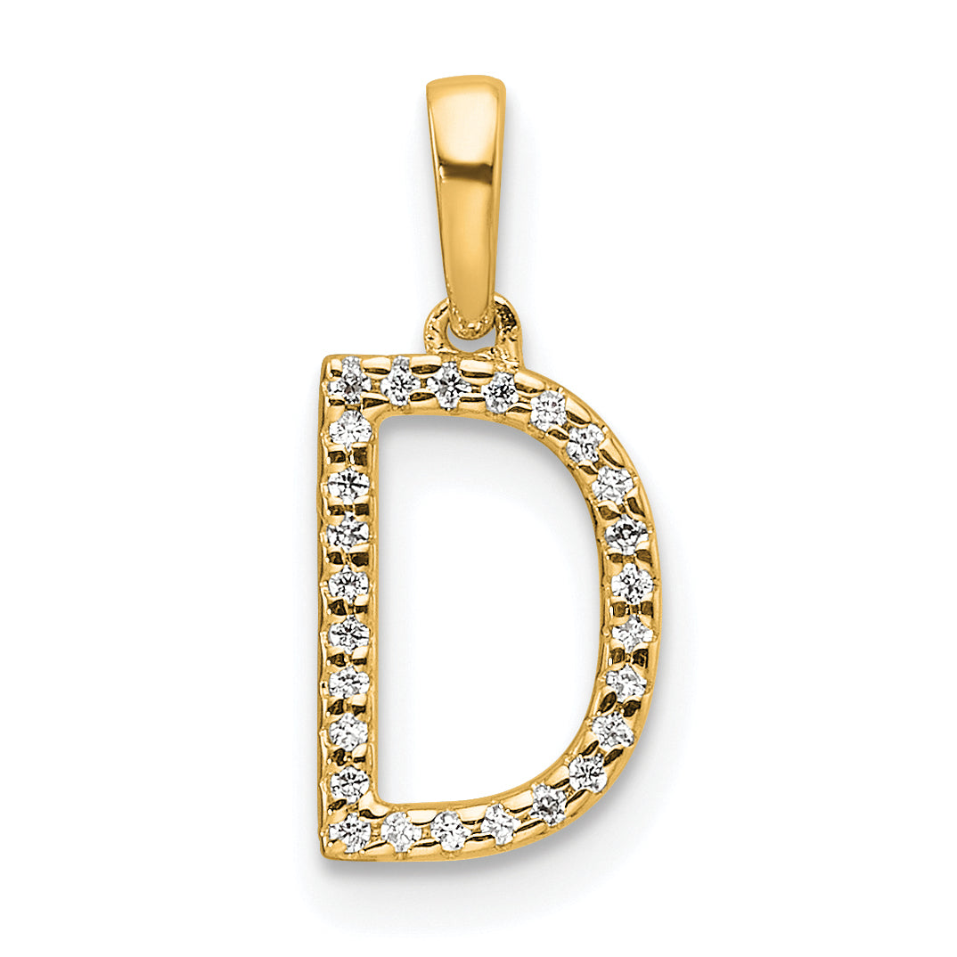 10K Diamond Letter D Initial Pendant