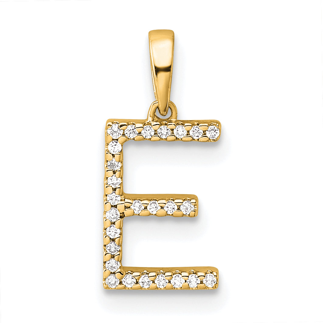 10K Diamond Letter E Initial Pendant