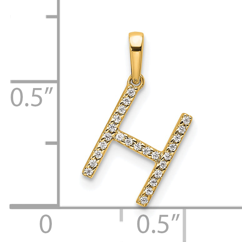 10K Diamond Letter H Initial Pendant