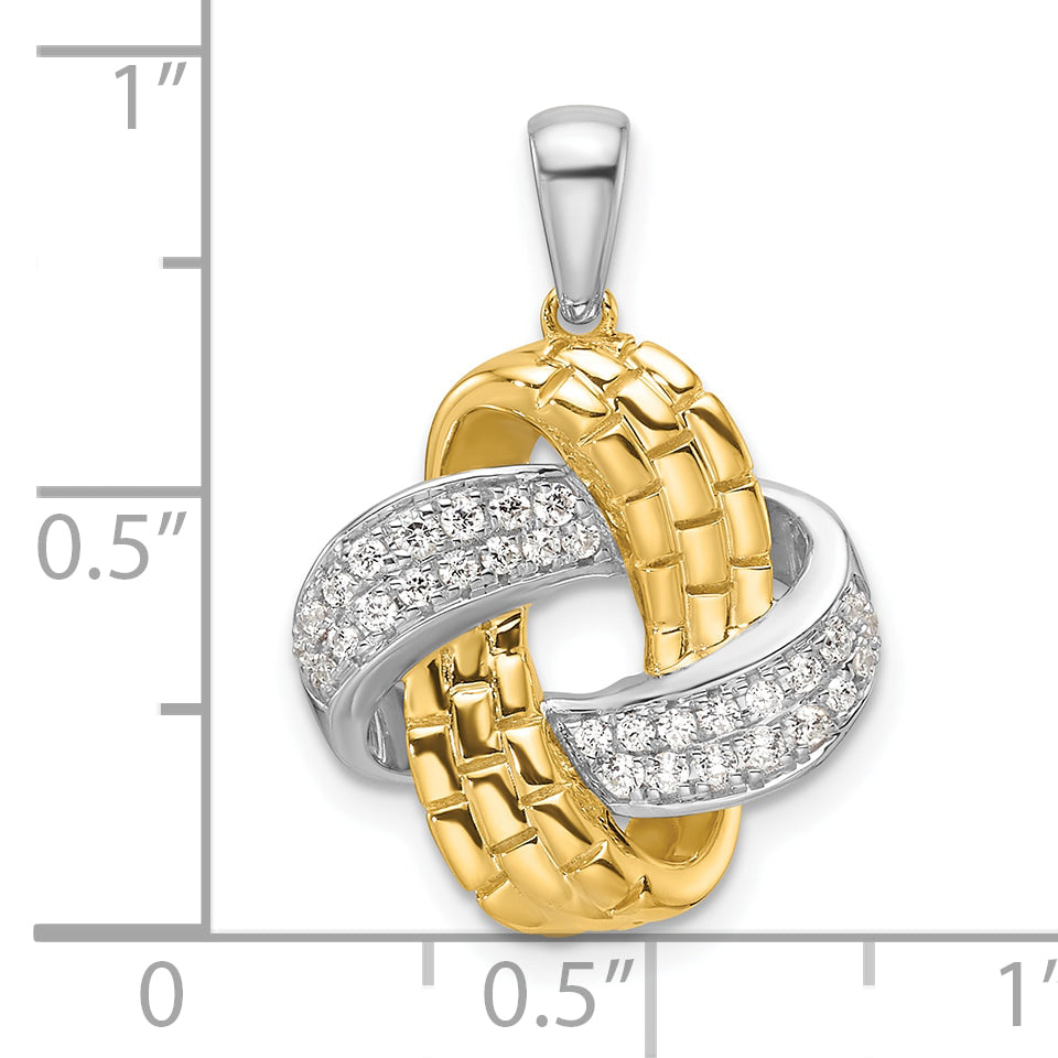 14K Two-Tone Lab Grown Diamond Love Knot Pendant
