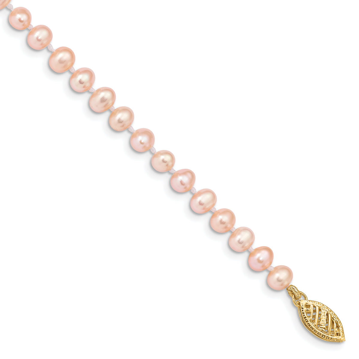 14k 4-5mm Pink Near Round Freshwater Cultured Pearl Bracelet