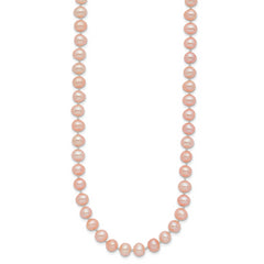 14K Gold Pink Freshwater Pearl Necklace with Elegant Near Round Design