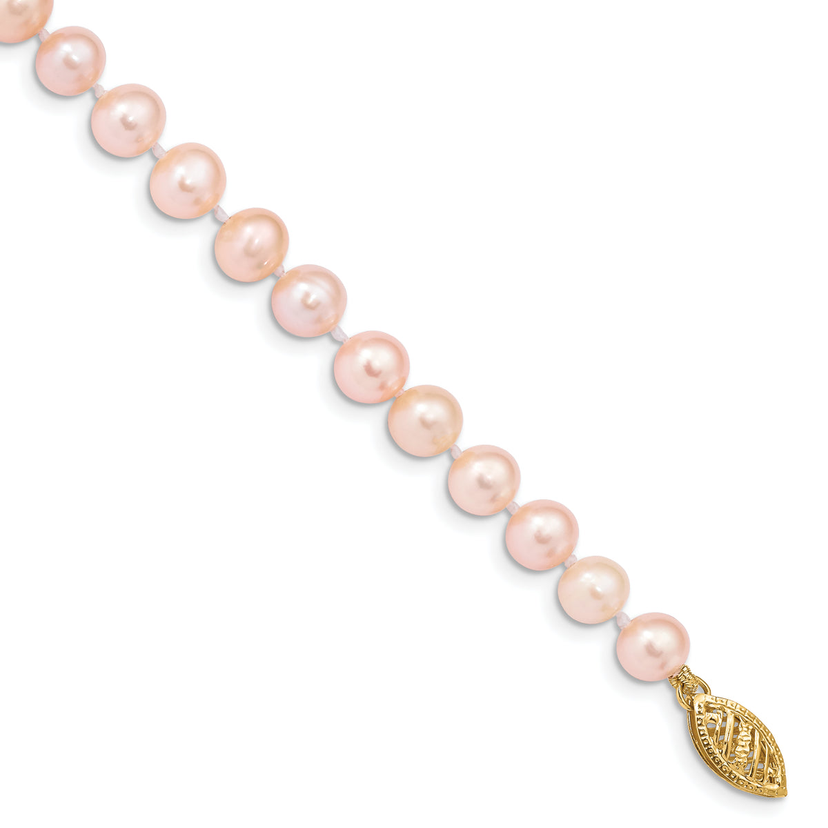 14k 5-6mm Pink Near Round Freshwater Cultured Pearl Bracelet