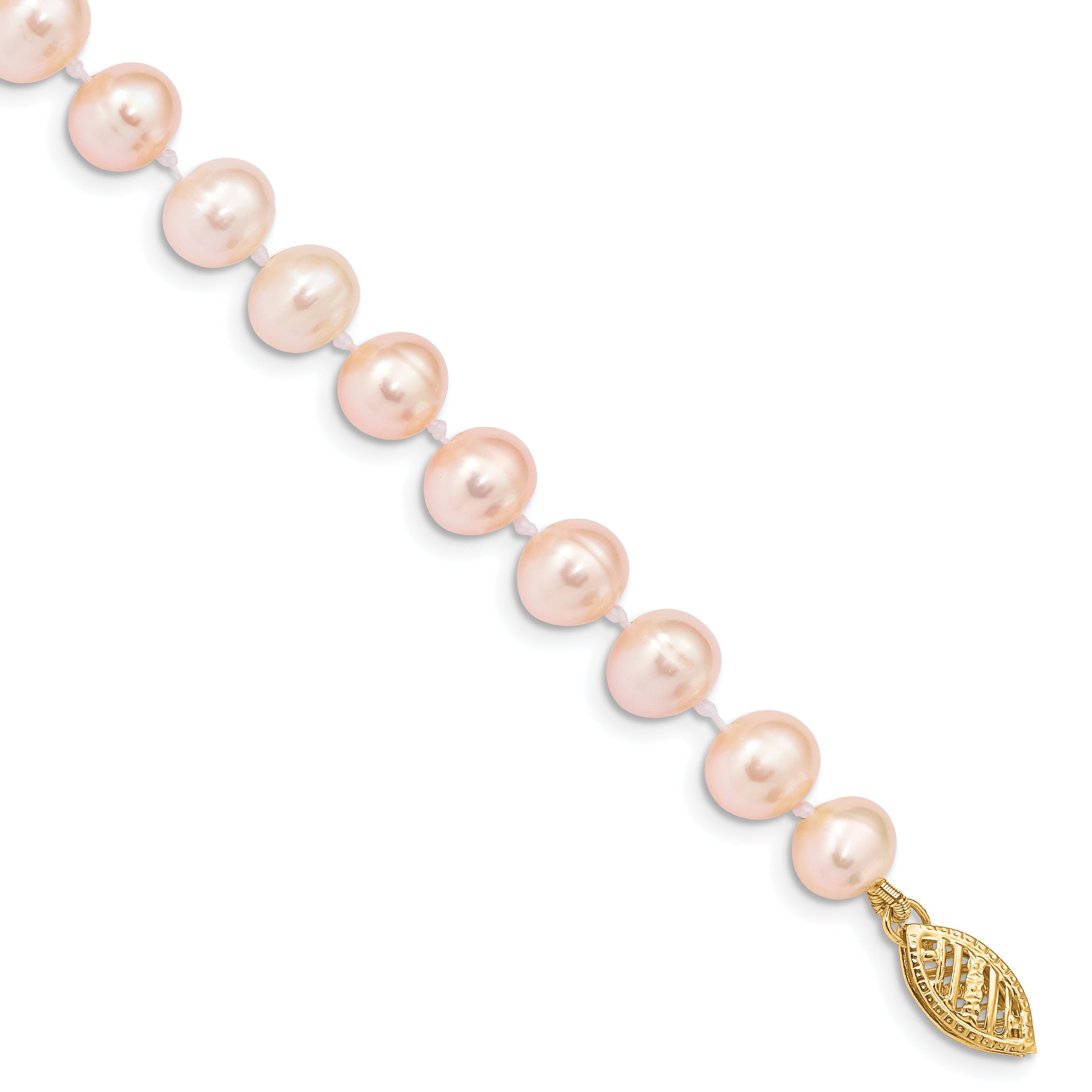 14k 6-7mm Pink Near Round Freshwater Cultured Pearl Bracelet