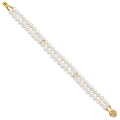 14k 5-6mm White Near Round FW Cultured Pearl 2-strand Bracelet