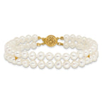 14k 5-6mm White Near Round FW Cultured Pearl 2-strand Bracelet