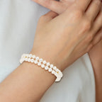 14k 5-6mm White Near Round FW Cultured Pearl 2-strand Bracelet