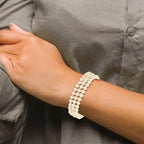 14k 5-6mm White Near Round FW Cultured Pearl 3-strand Bracelet