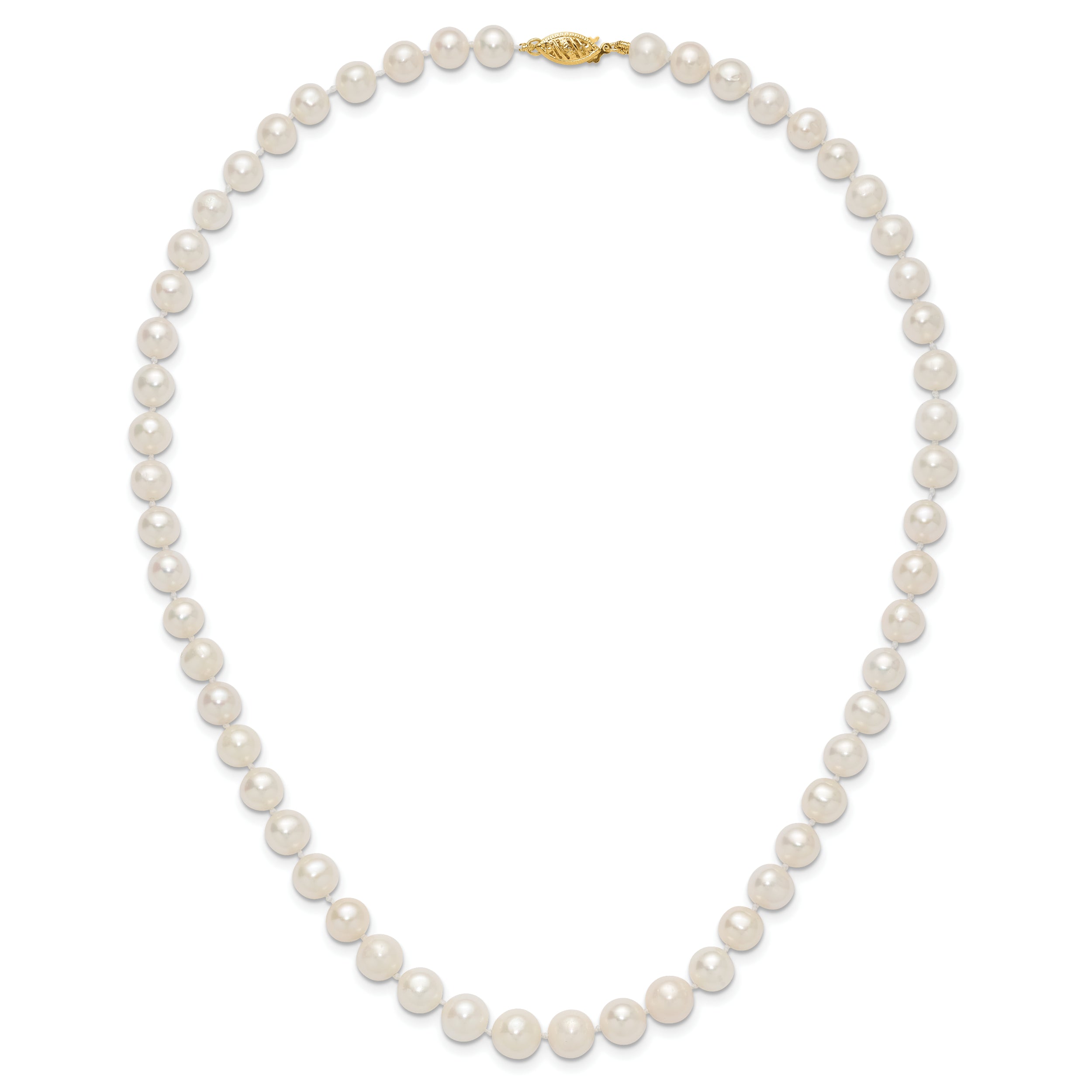 14k 7.5-9mm White Freshwater Cultured Pearl Graduated Necklace