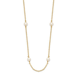 14K 4-5mm White Near Round Freshwater Cultured Pearl 8-station Necklace