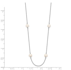 14K White Gold Pearl Necklace with Rhodium Elegance 16 Inch