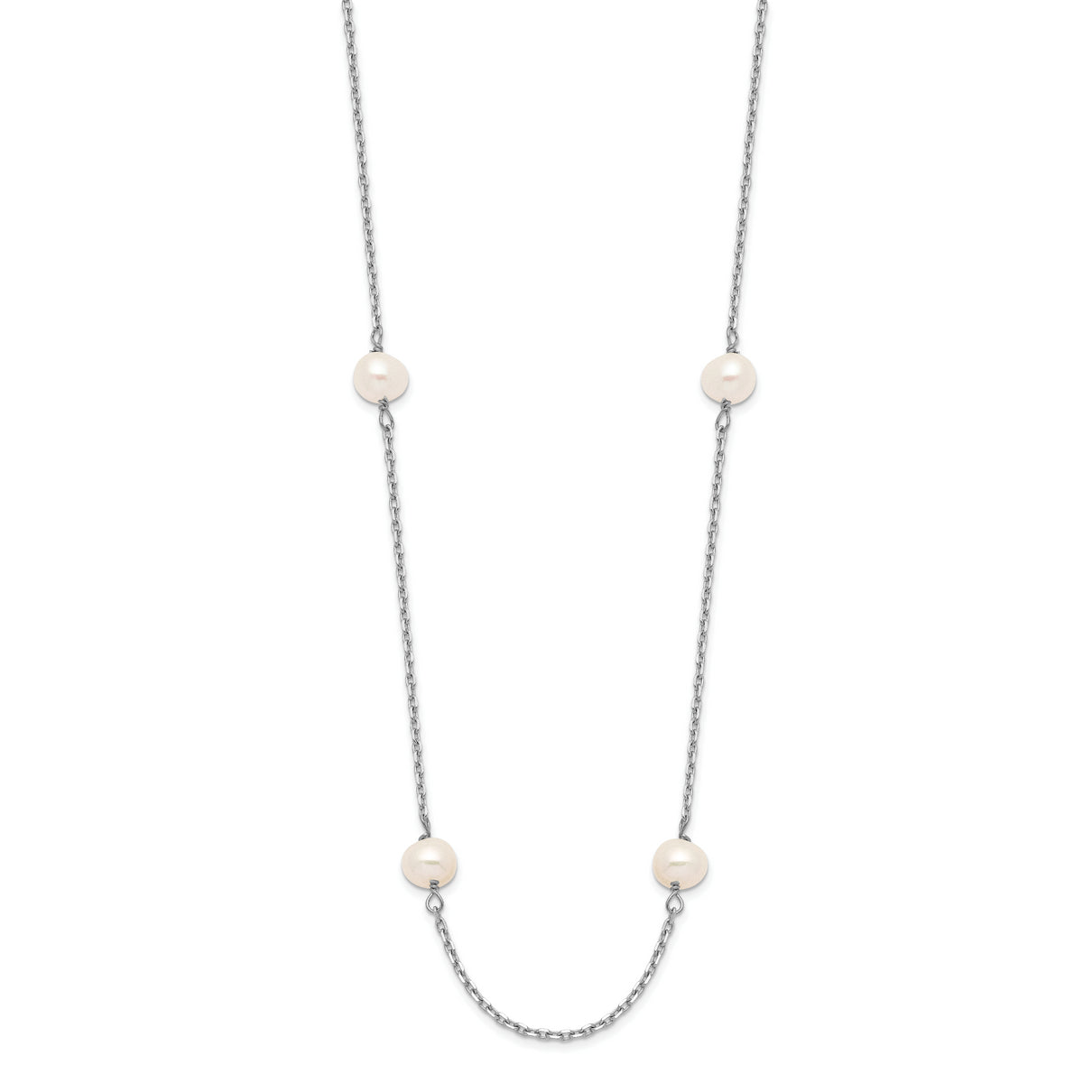 14K WG 4-5mm White Near Round FW Cultured Pearl 8-station Necklace
