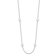 14K WG 4-5mm White Near Round FW Cultured Pearl 8-station Necklace