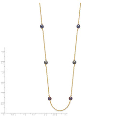 14K Gold Black Pearl Necklace with Elegant Freshwater Cultured Stations