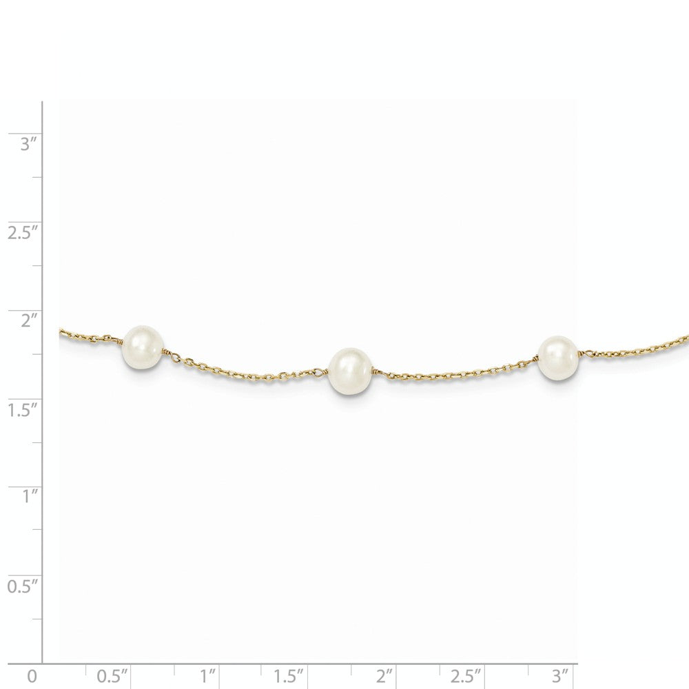 14K 5.5-6.5mm White Near Round FW Cultured Pearl 12-station Necklace