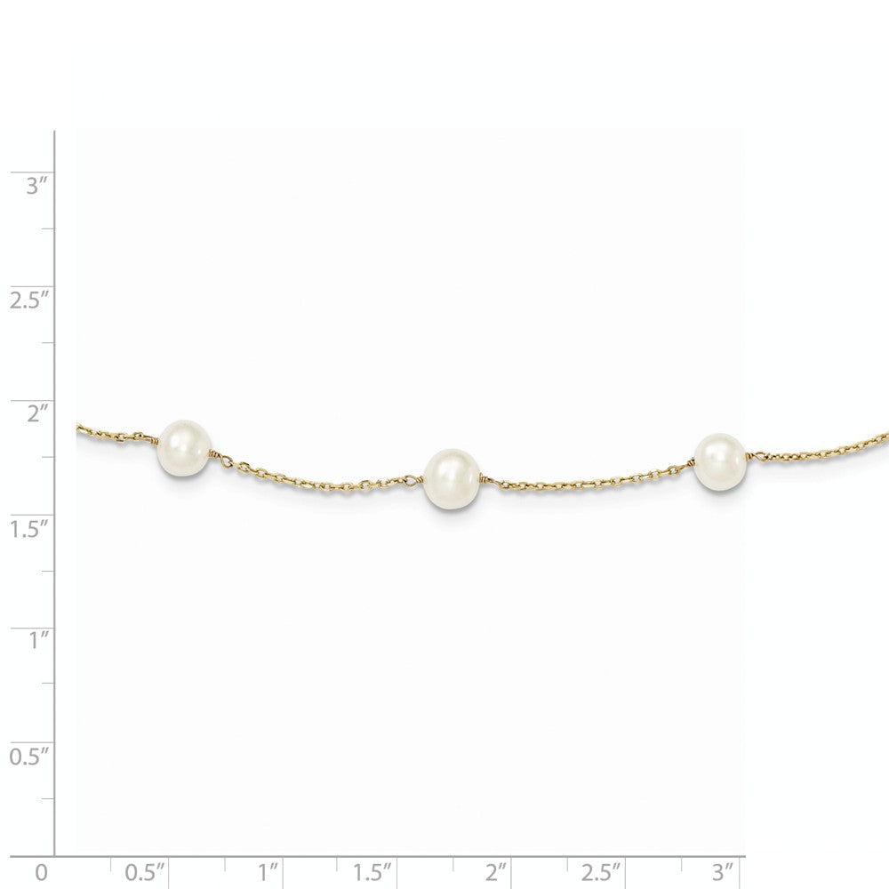 14K 5.5-6.5mm White Near Round FW Cultured Pearl 12-station Necklace