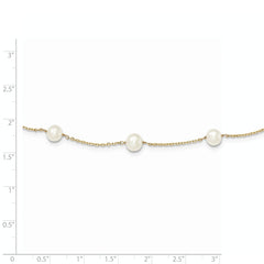 14K 5.5-6.5mm White Near Round FW Cultured Pearl 12-station Necklace