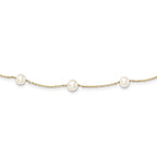 14K Gold Freshwater Pearl Necklace with Elegant White Cultured Pearls