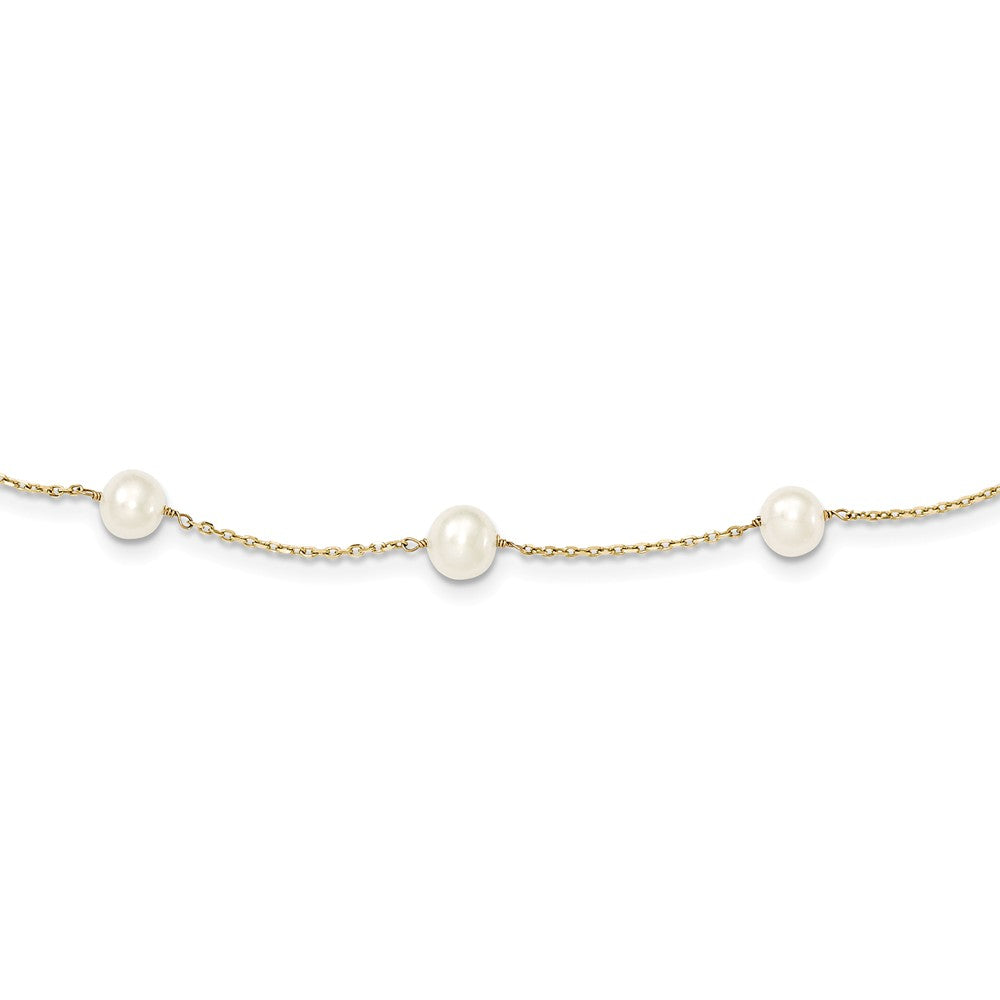 14K Gold Freshwater Pearl Necklace with Elegant White Cultured Pearls
