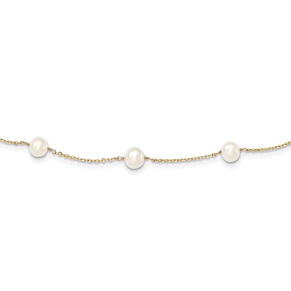 14K 5.5-6.5mm White Near Round FW Cultured Pearl 12-station Necklace