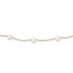 14K Gold Freshwater Pearl Necklace with Elegant White Cultured Pearls