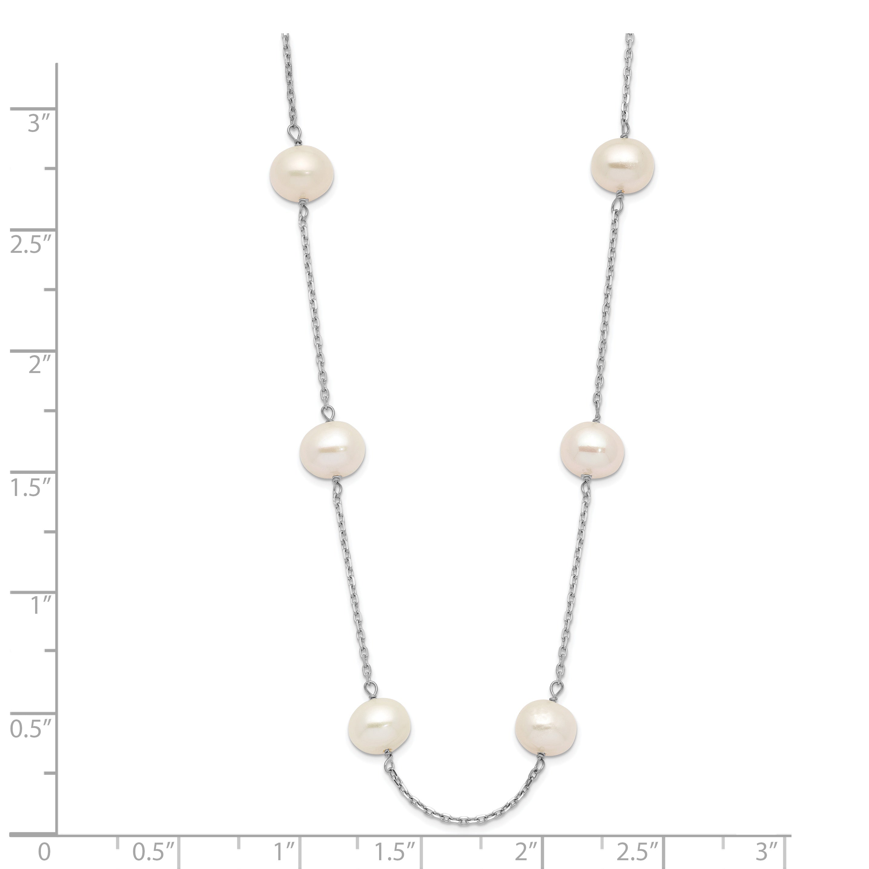 14K White Gold Freshwater Pearl Necklace with Rhodium Finish Secondary image