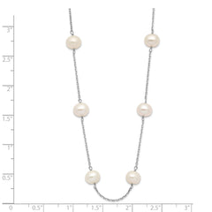 14K White Gold 6-7mm White Round FW Cultured Pearl 12-station Necklace